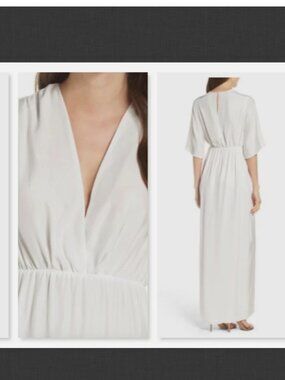 NEW Natalie Deayala Collection White Flutter Sleeve Silk Gown Size M